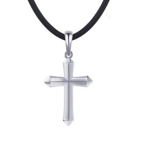 Highnose 925 - Halsband Läder Kors Litet Silver